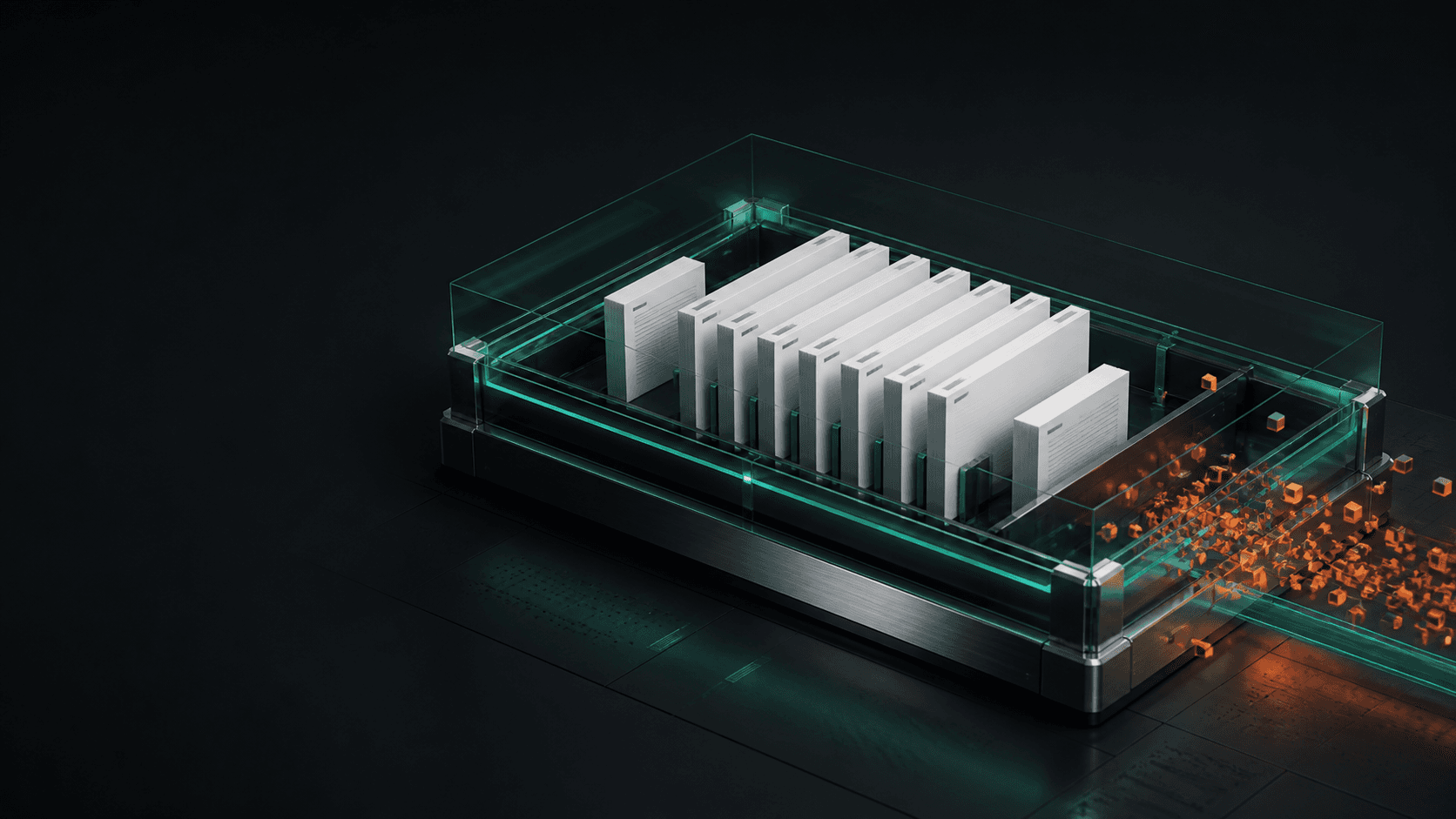 A protected tray of documents with decoy files and suspicious file changes detected at its edge.