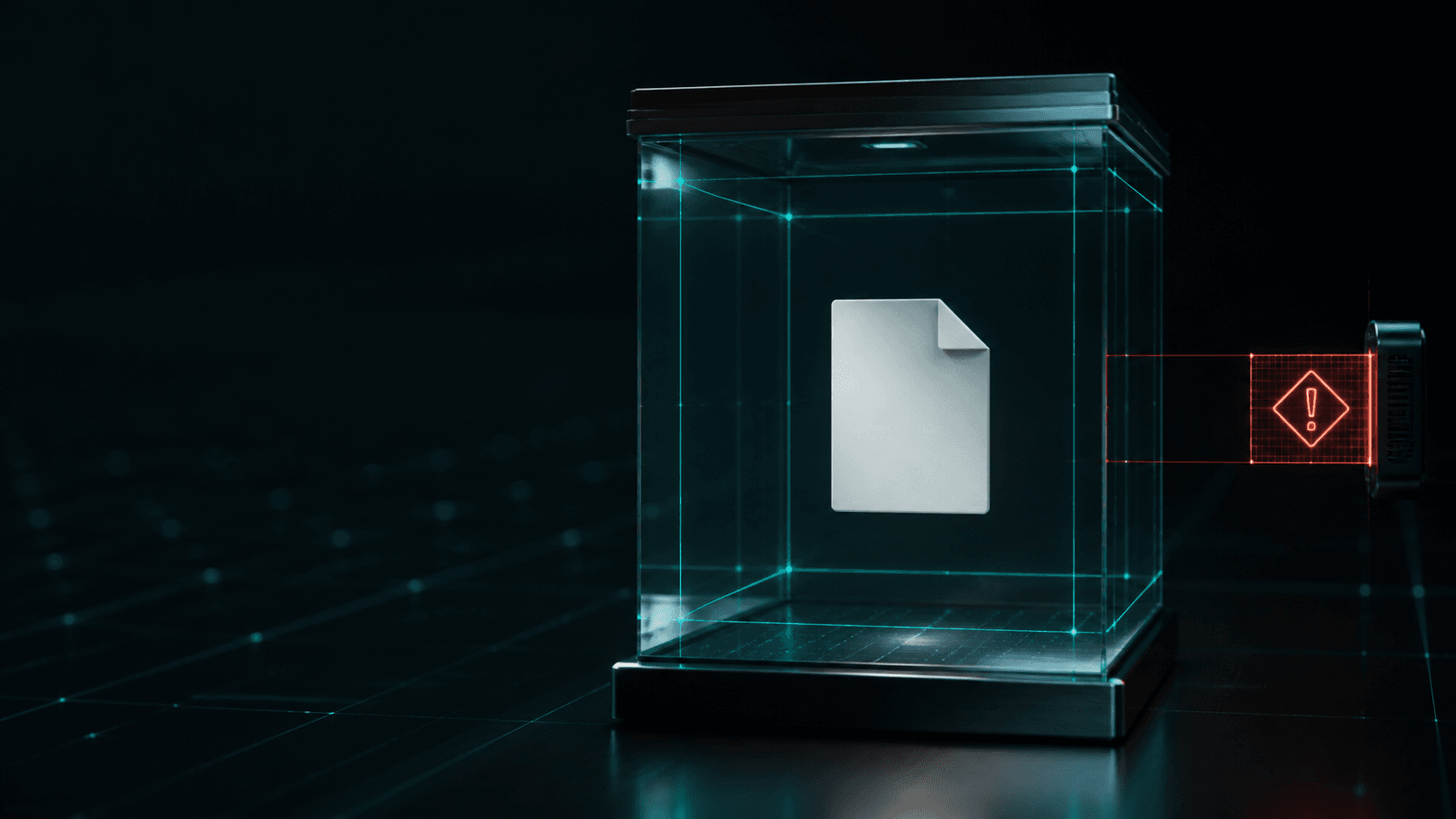 An unfamiliar file isolated in a glass containment chamber.